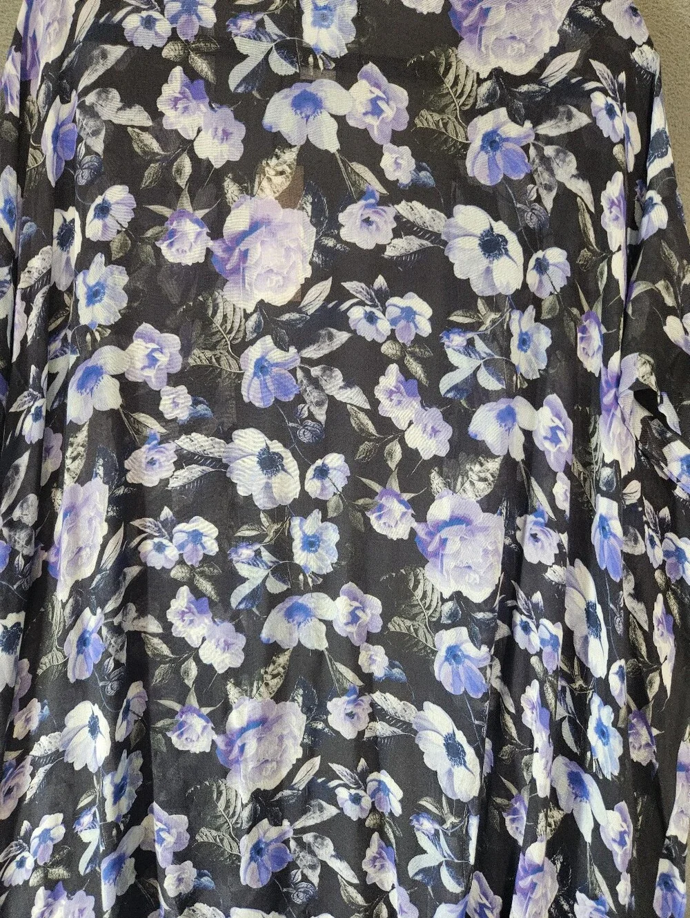 Rebecca Minkoff sheer black purple floral kimono Midnight Garden ruana wrap NWT